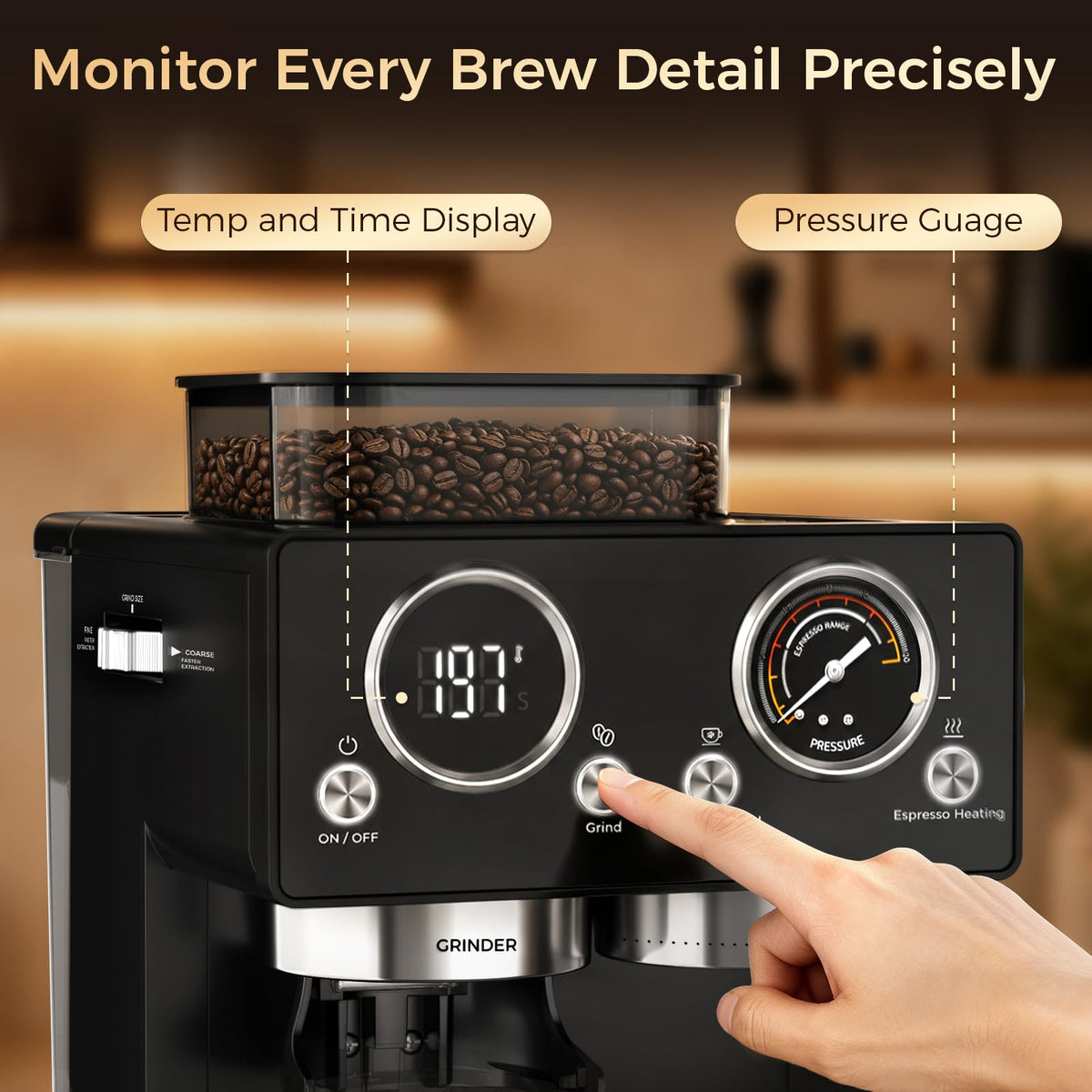 20Bar Espresso Machine with Conical Burr Grinder O371174