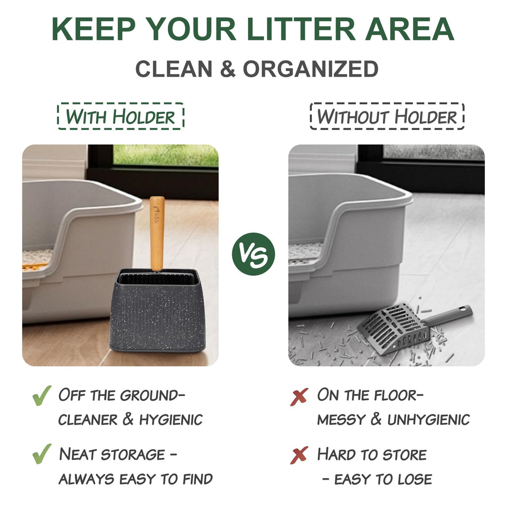 Heavy Duty Stainless Steel Cat Litter Scoop with Holder I7422
