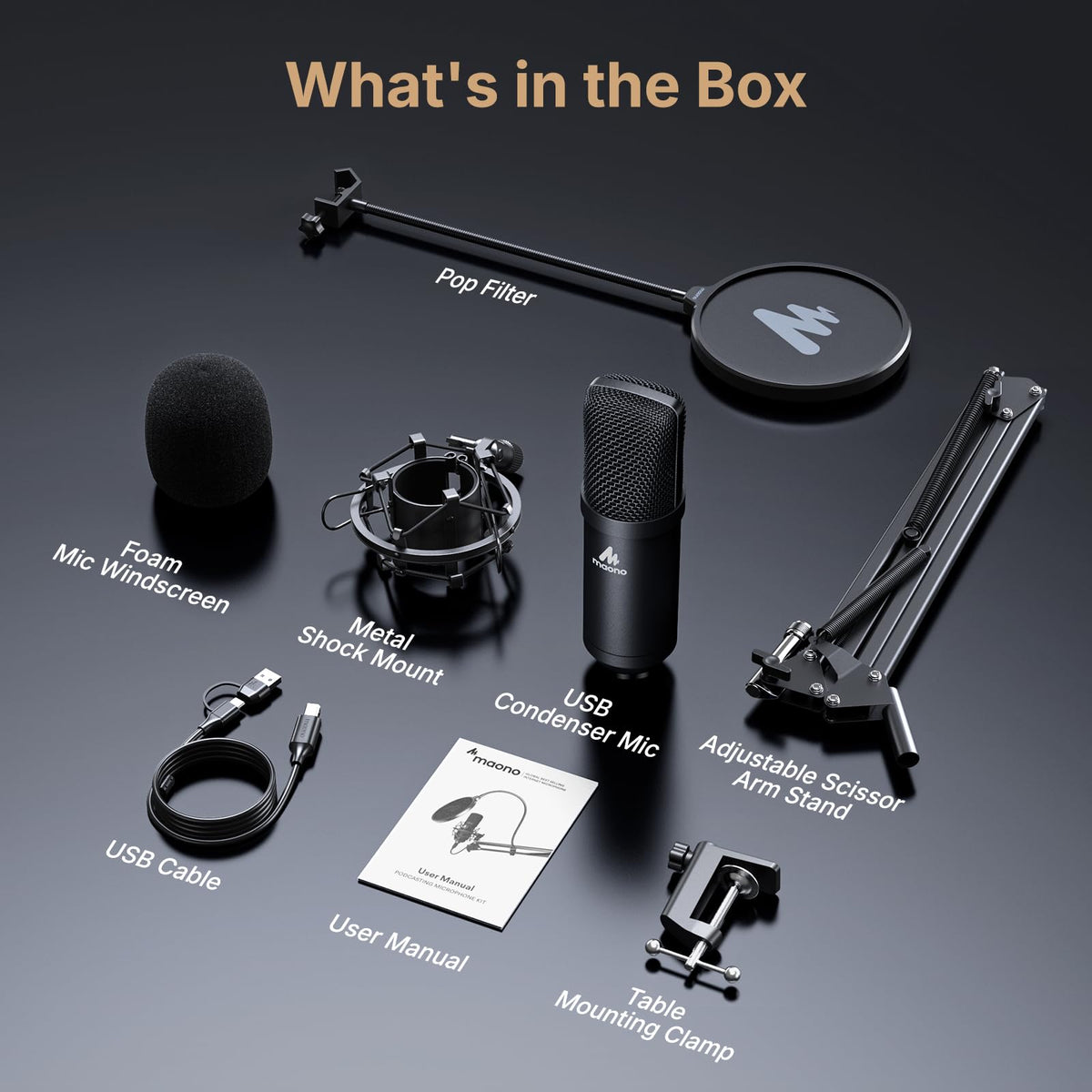USB Microphone 192kHz/24Bit Condenser Mic Kit A281781