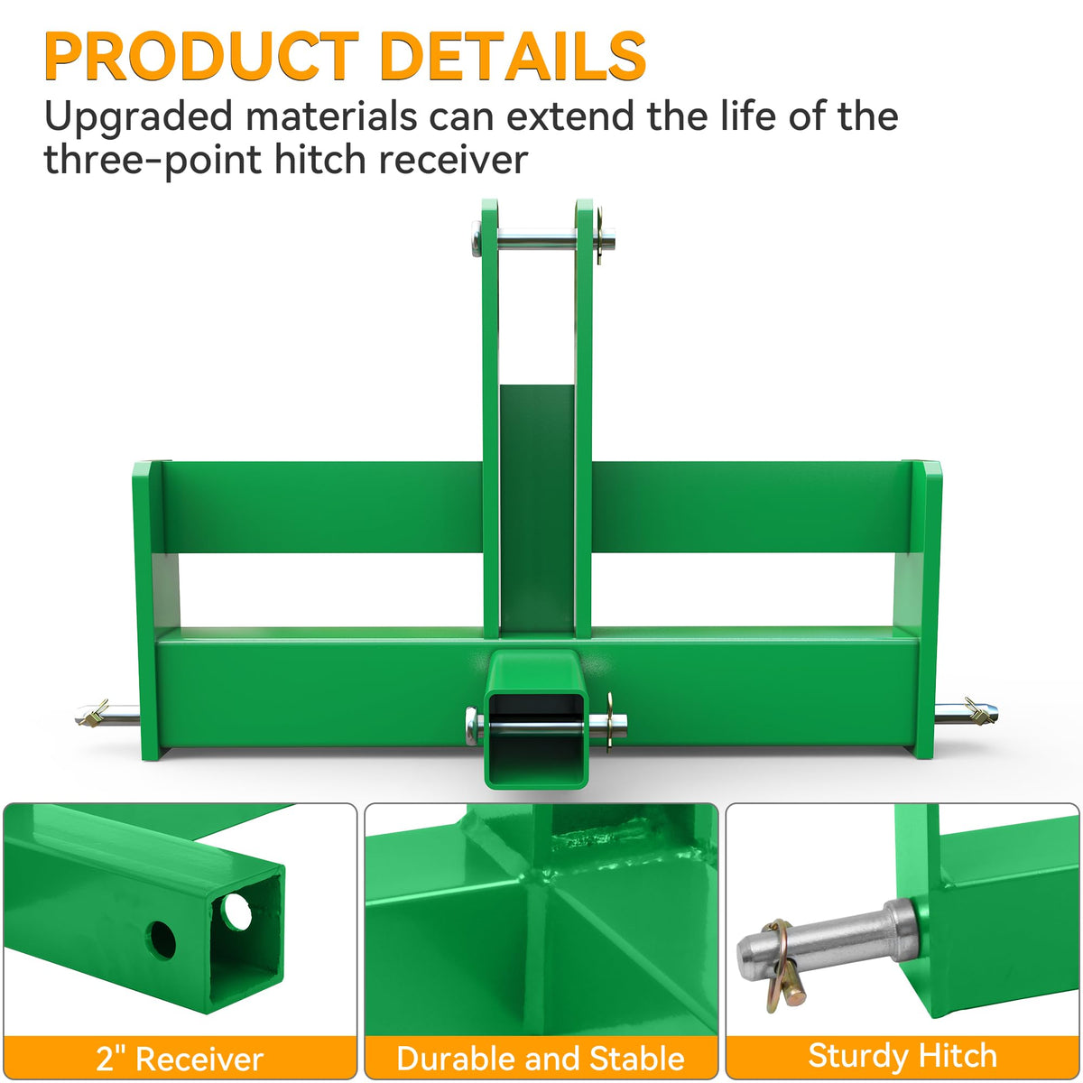 3 Point Hitch Receiver with Suitcase Weight Brackets Category 1 M414
