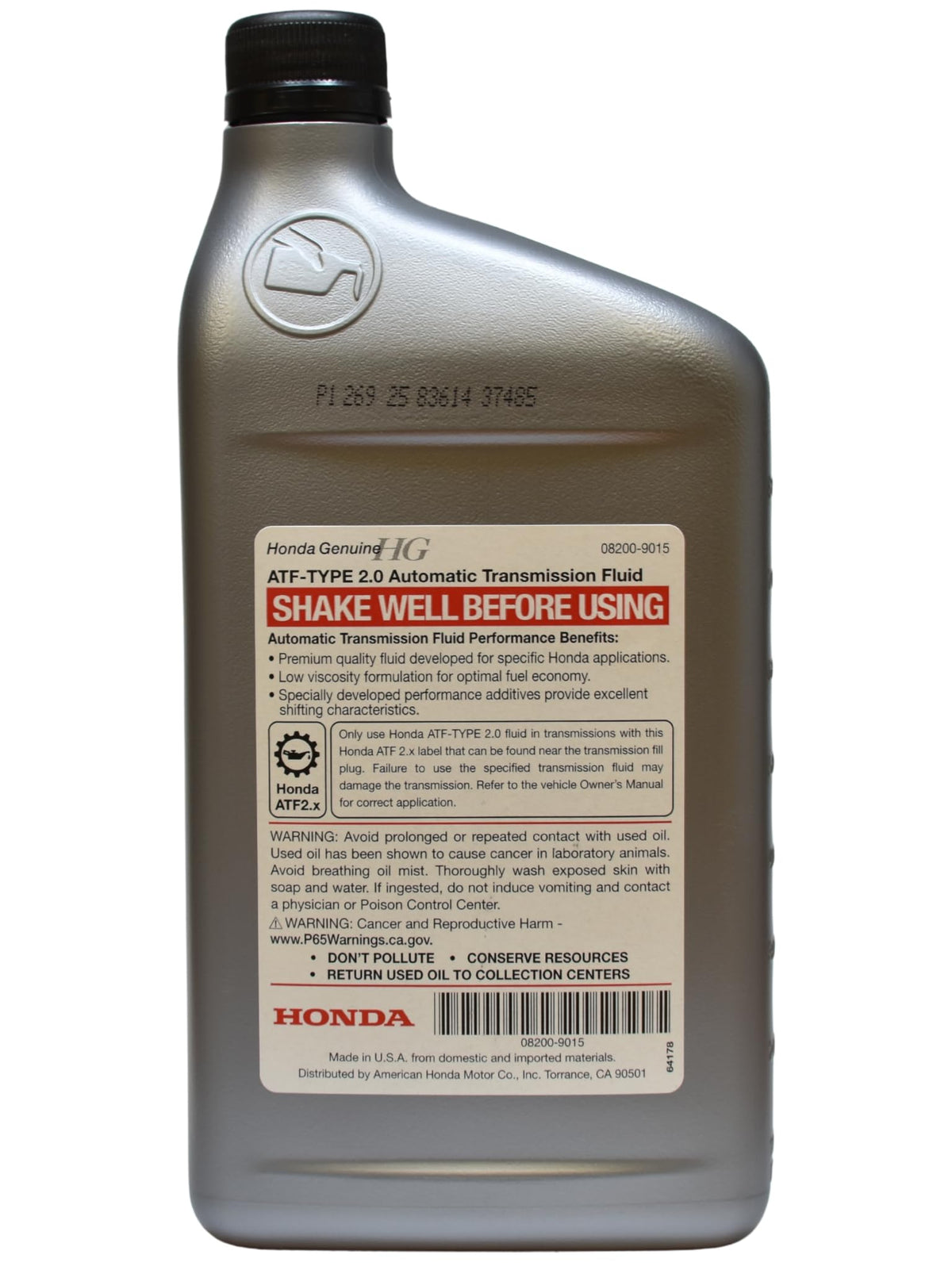Automatic Transmission Fluid ATF-Type 2.0 1 Quart J599771