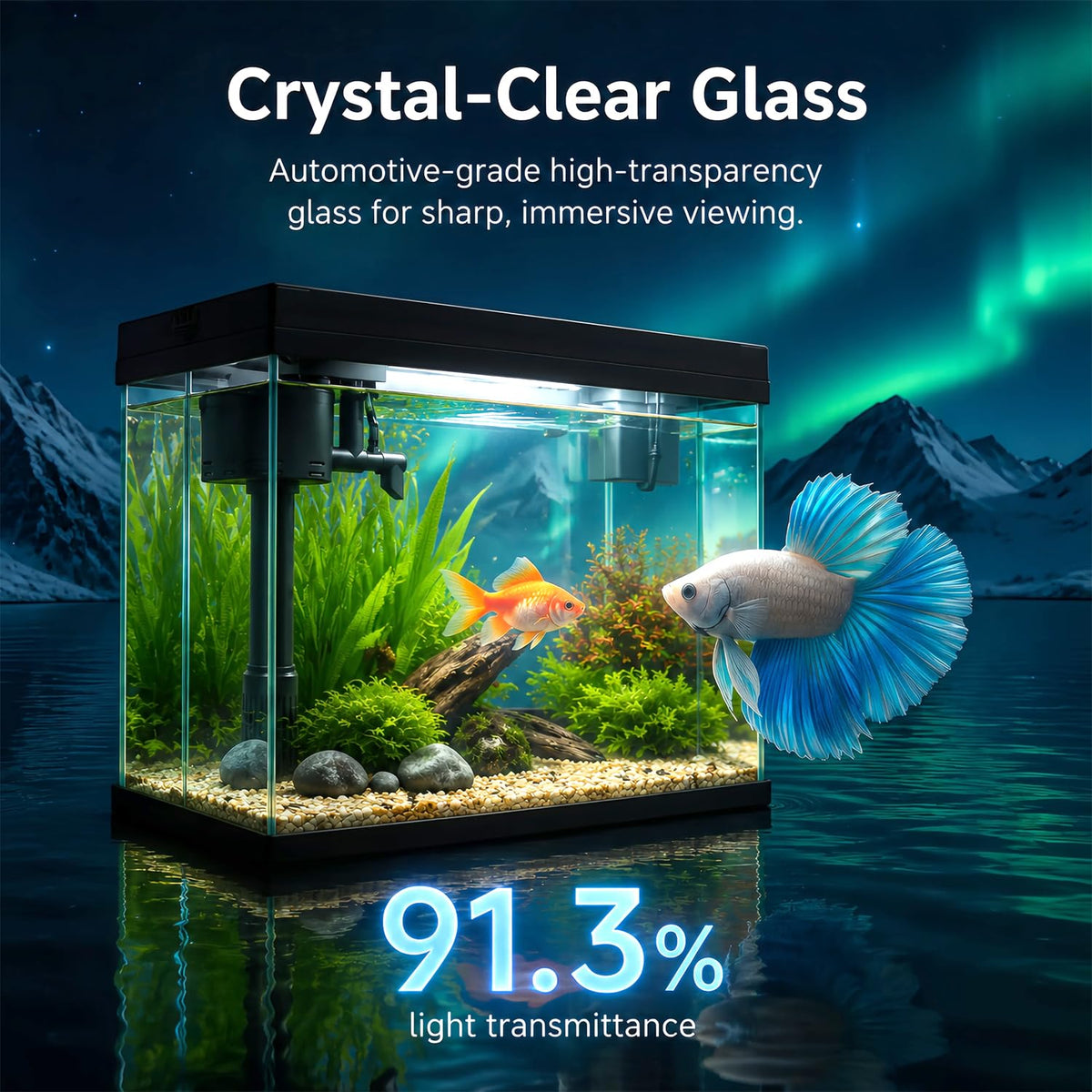 2.4 Gallon Desktop Betta Fish Tank Starter Kit V9861