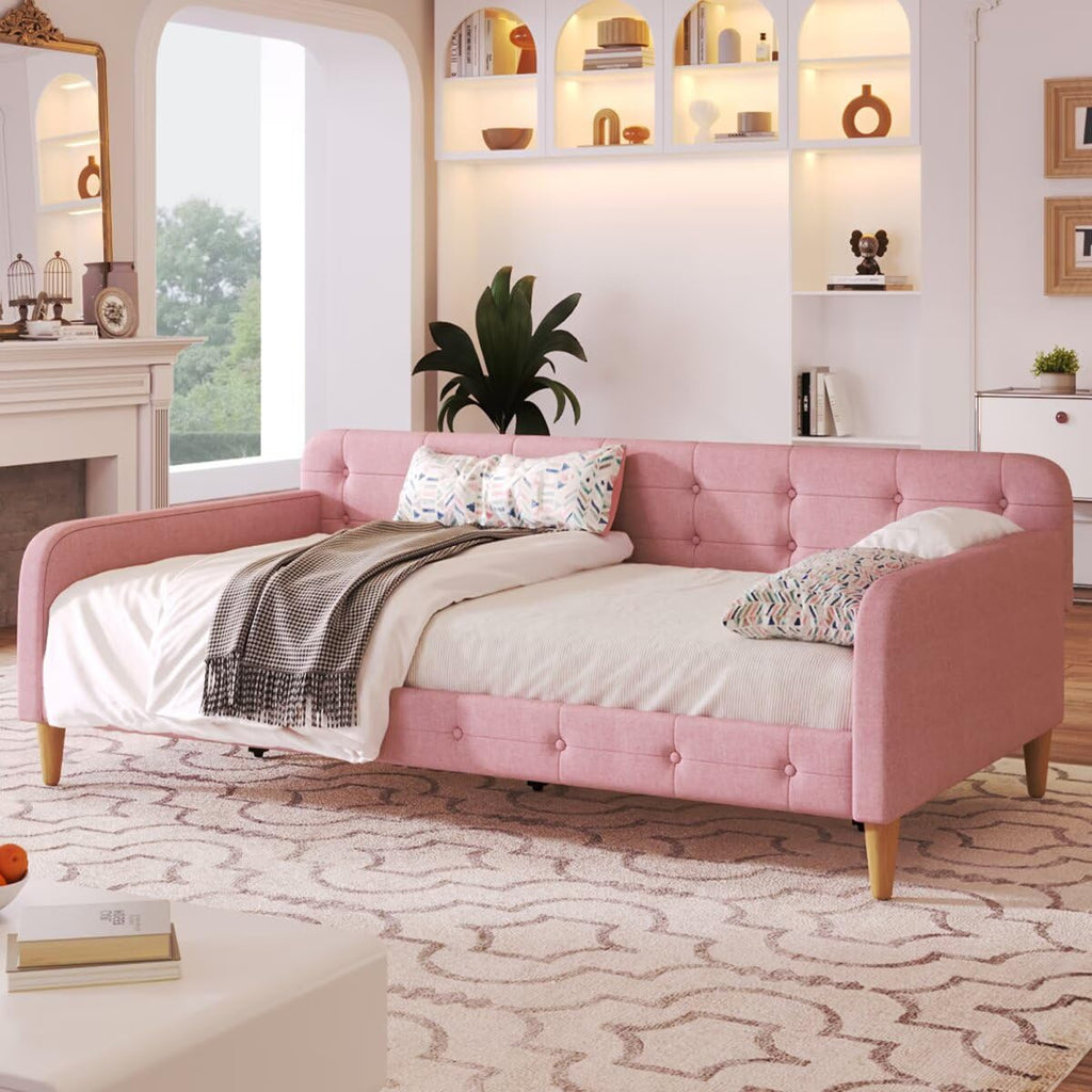 Pink Twin Size Upholstered Daybed F1852