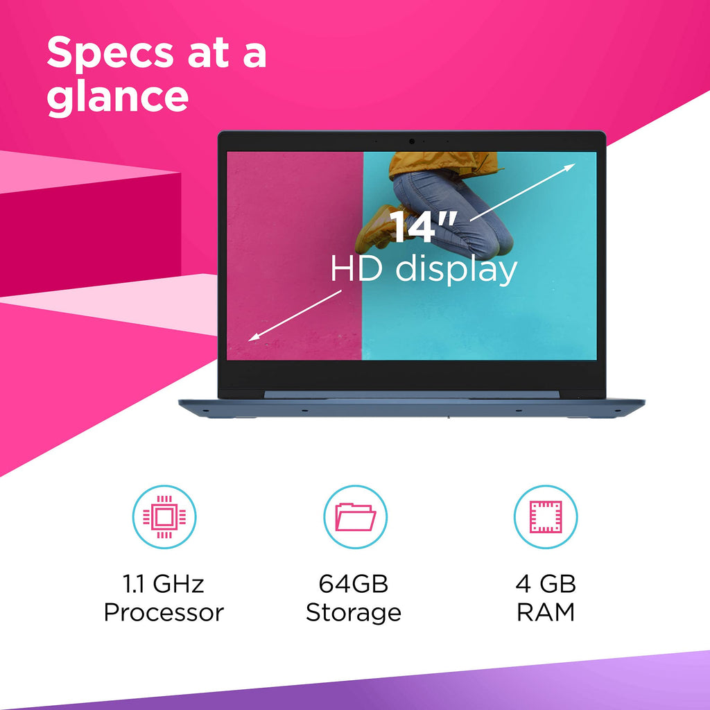 14" HD Laptop Intel Celeron N4020 4GB RAM 64GB Storage Ice Blue N1802