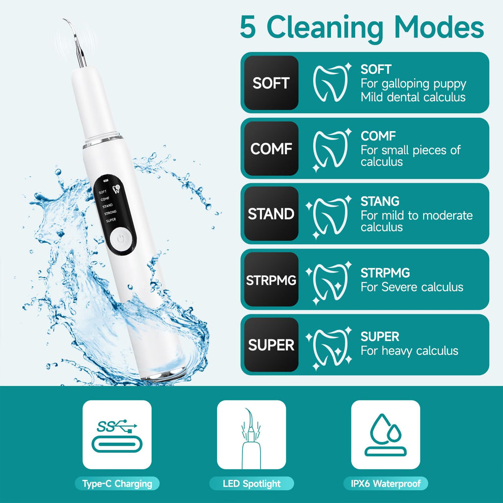 White Dog Teeth Cleaning Kit with LED Light T70793