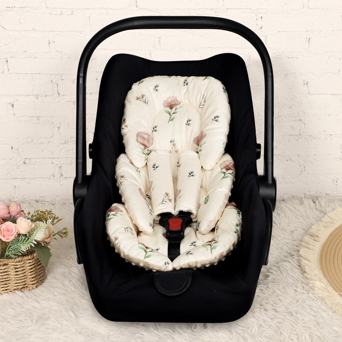 Infant Car Seat Insert with 2 Strap Pads, Reversible Head and Body Support C51615