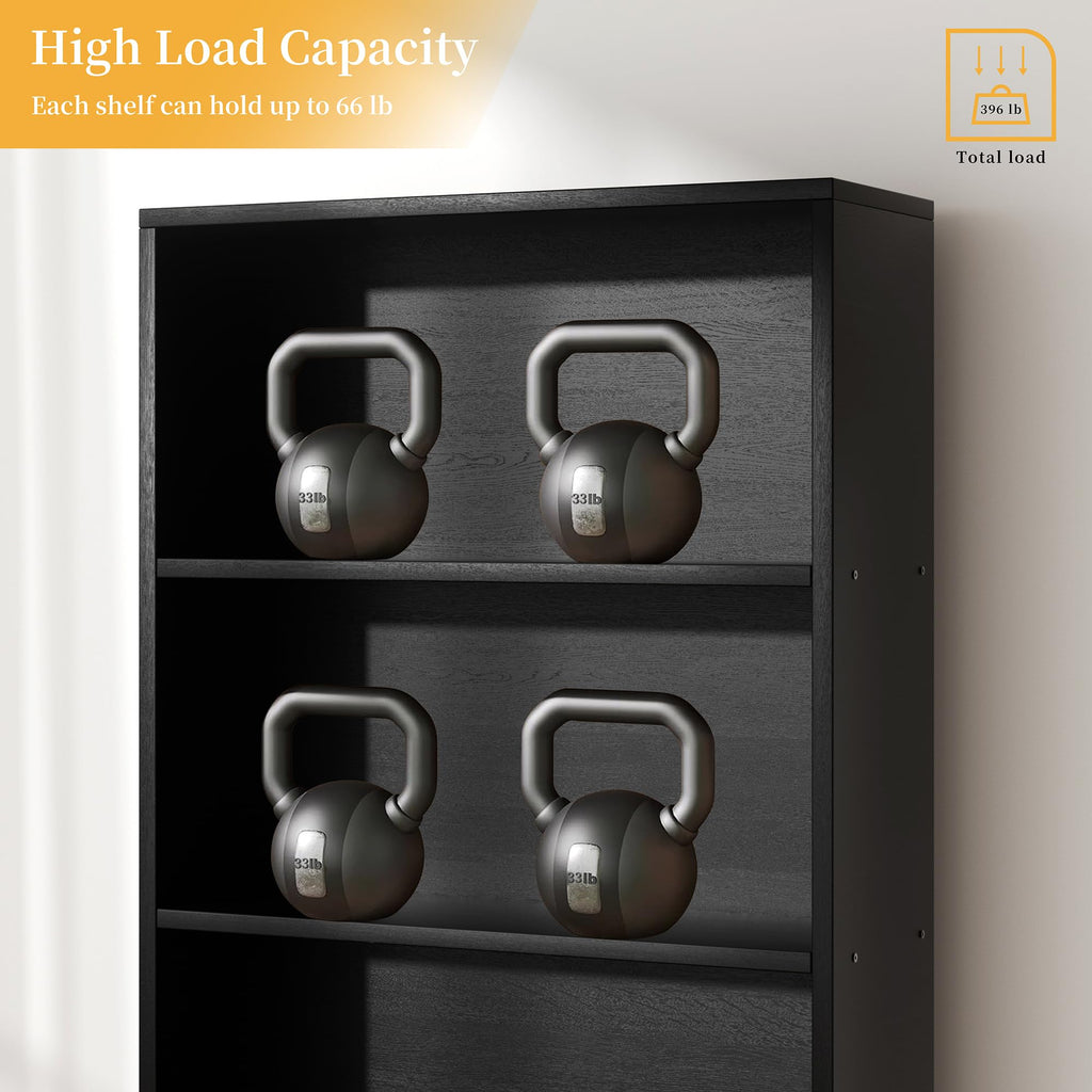 6-Tier Black Bookshelf O393413