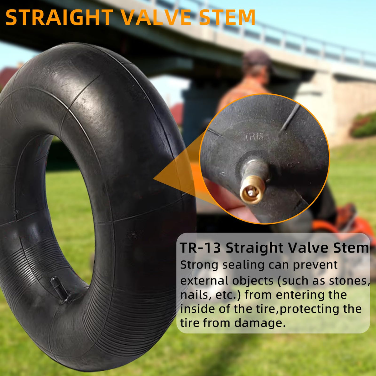 2 Pack 16x6.50-8/7.50-8 Lawn Mower Tire Inner Tubes with TR-13 Straight Valve Stem S8517