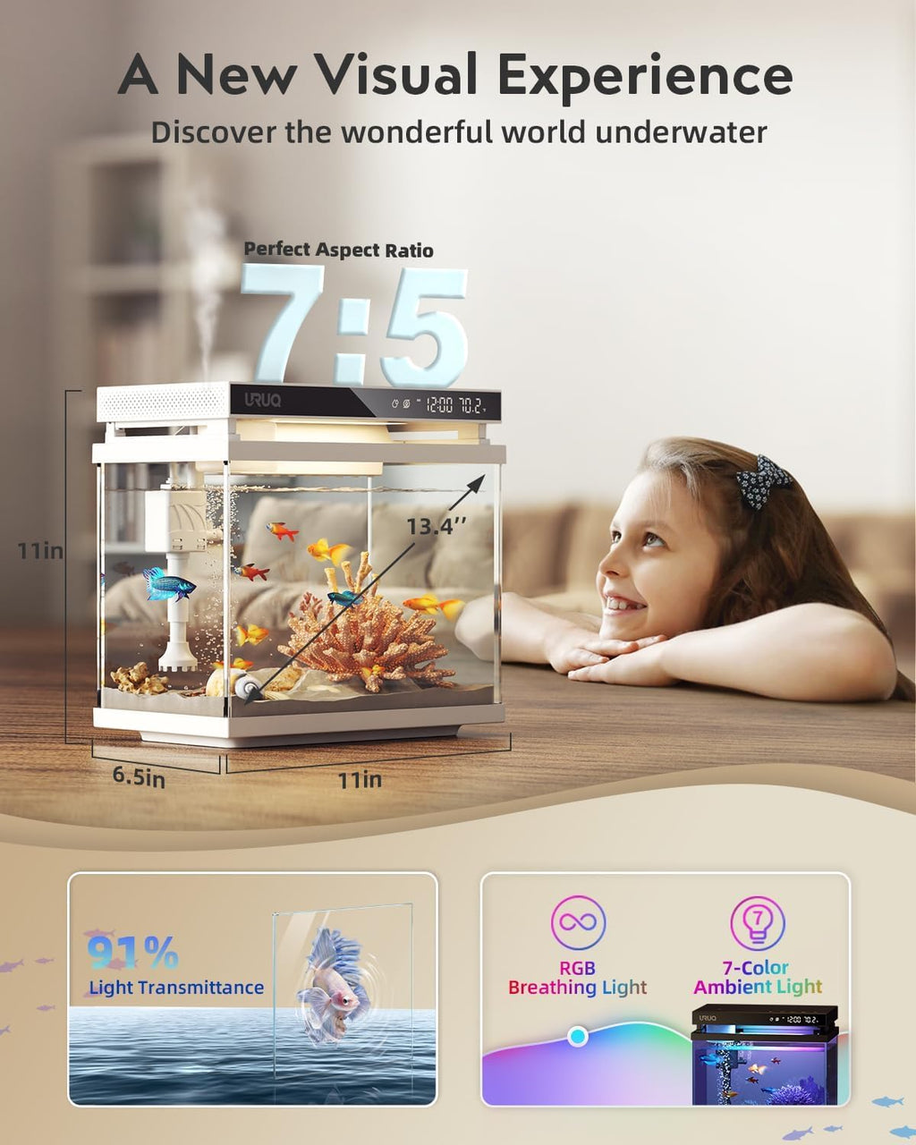 White 2 Gal UHD Glass Aquarium Kit P37226