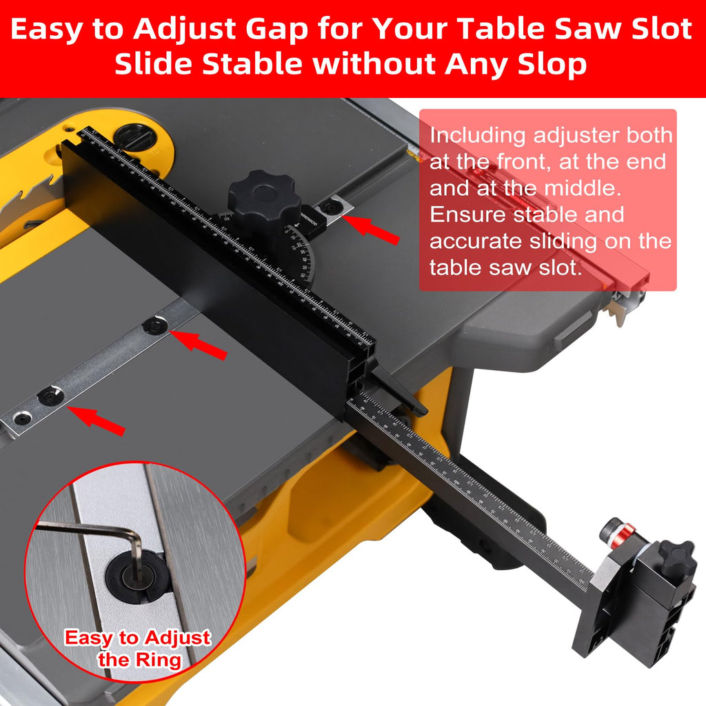 Small Table Saw Miter Gauge with Extendable Fence E5611