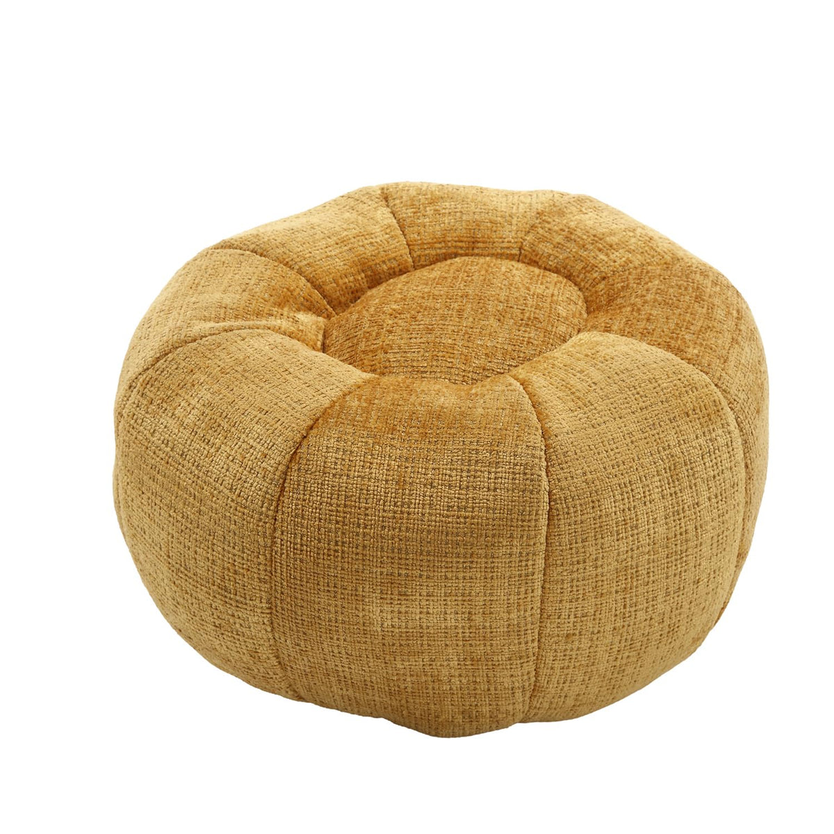 Yellow Chenille Memory Foam Bean Bag Chair with Ottoman W1160