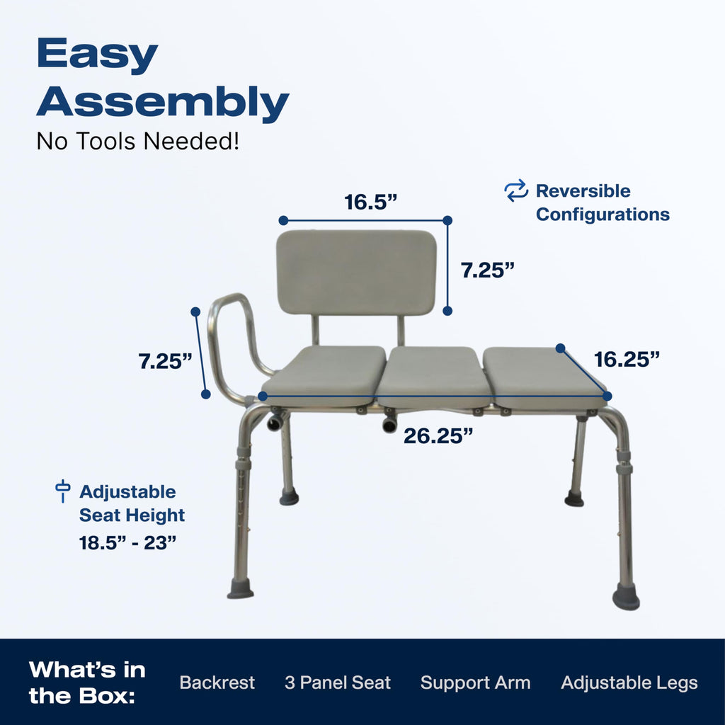 Padded Transfer Bench 300 lbs Capacity Height Adjustable Q5912