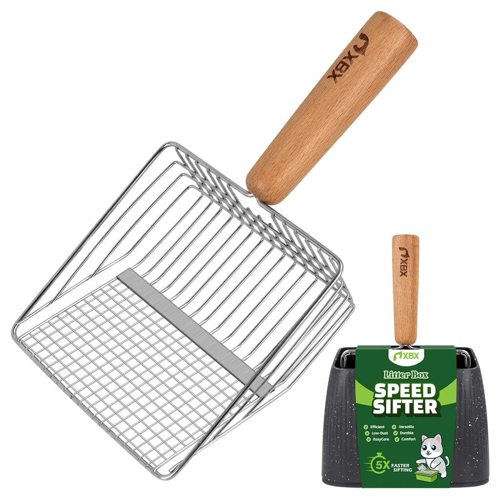 Heavy Duty Stainless Steel Cat Litter Scoop with Holder I7422
