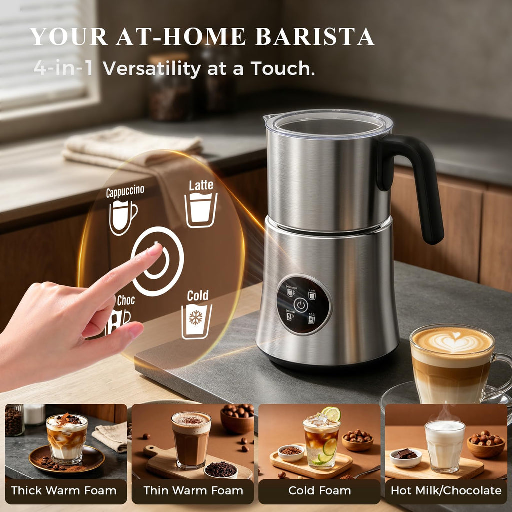 4-in-1 Electric Milk Frother and Steamer with Stainless Steel Jug E25673