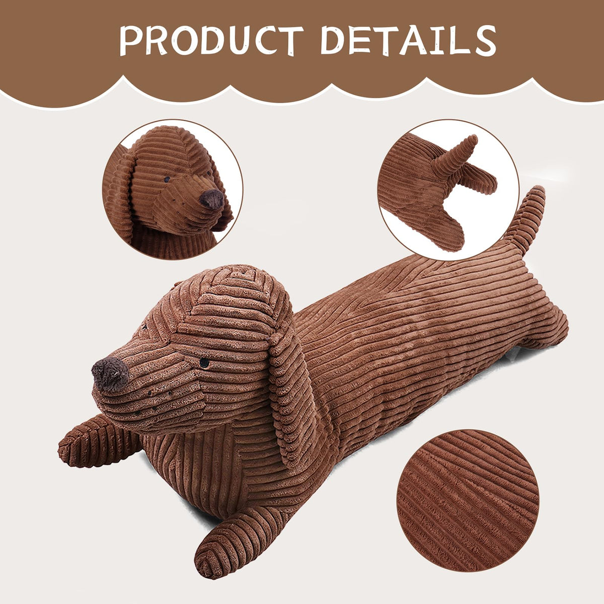 36" Dachshund Dog Stuffed Animal Plush Body Pillow R2957