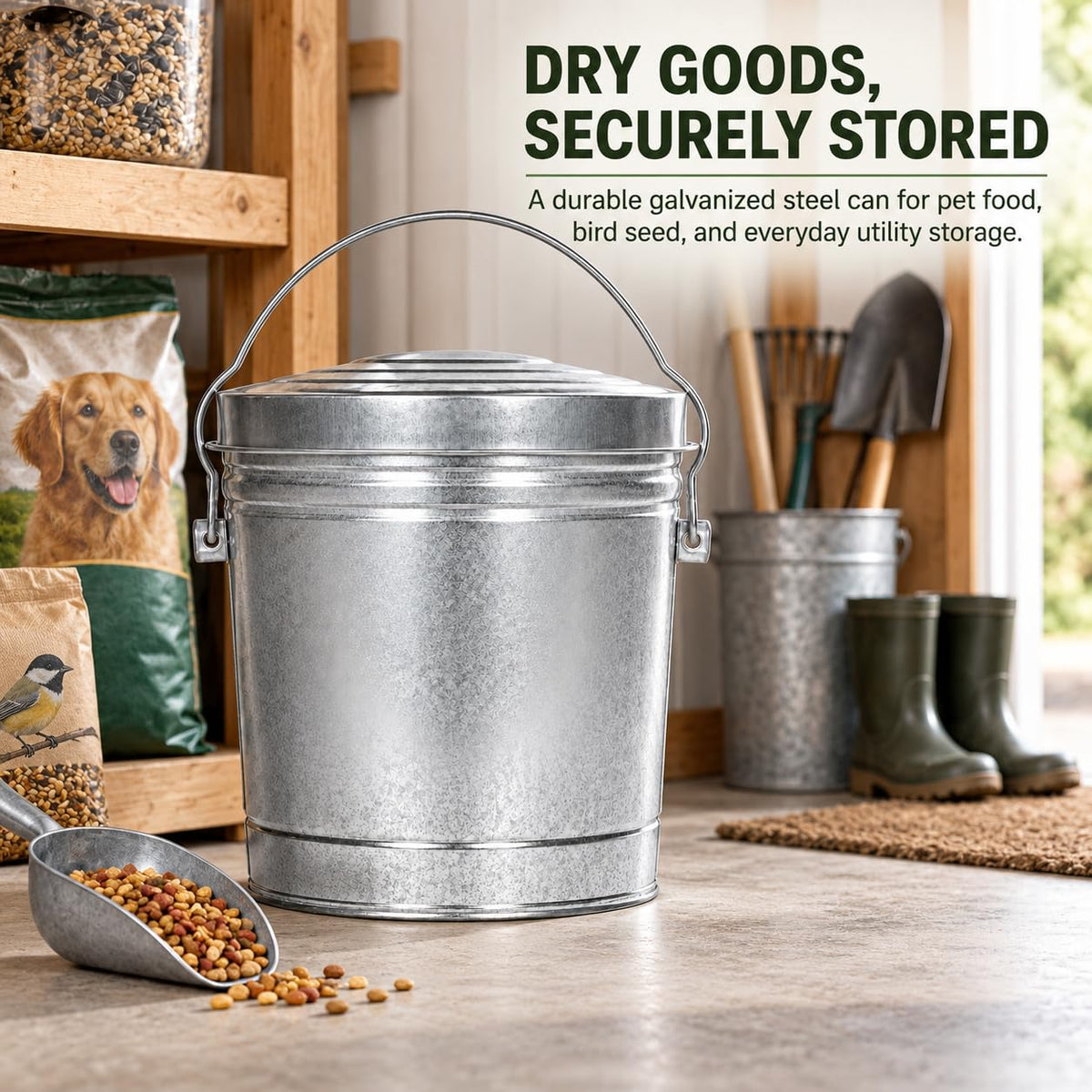 6-Gallon Galvanized Steel Storage Can with Locking Lid E4980