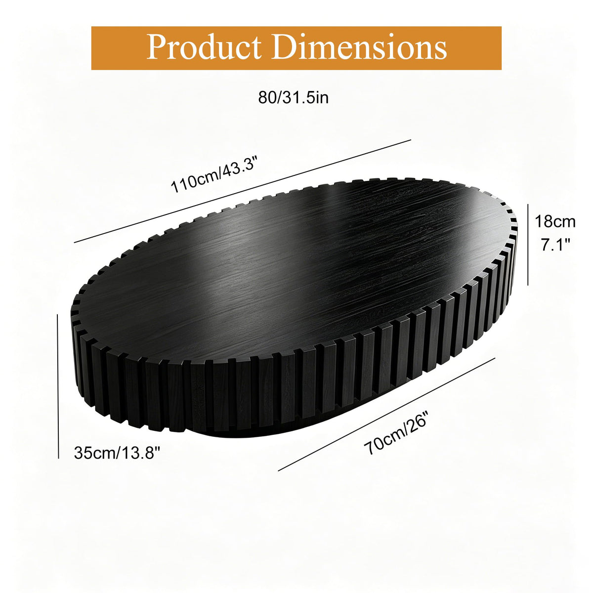 Oval Drum Coffee Table with Pedestal P388