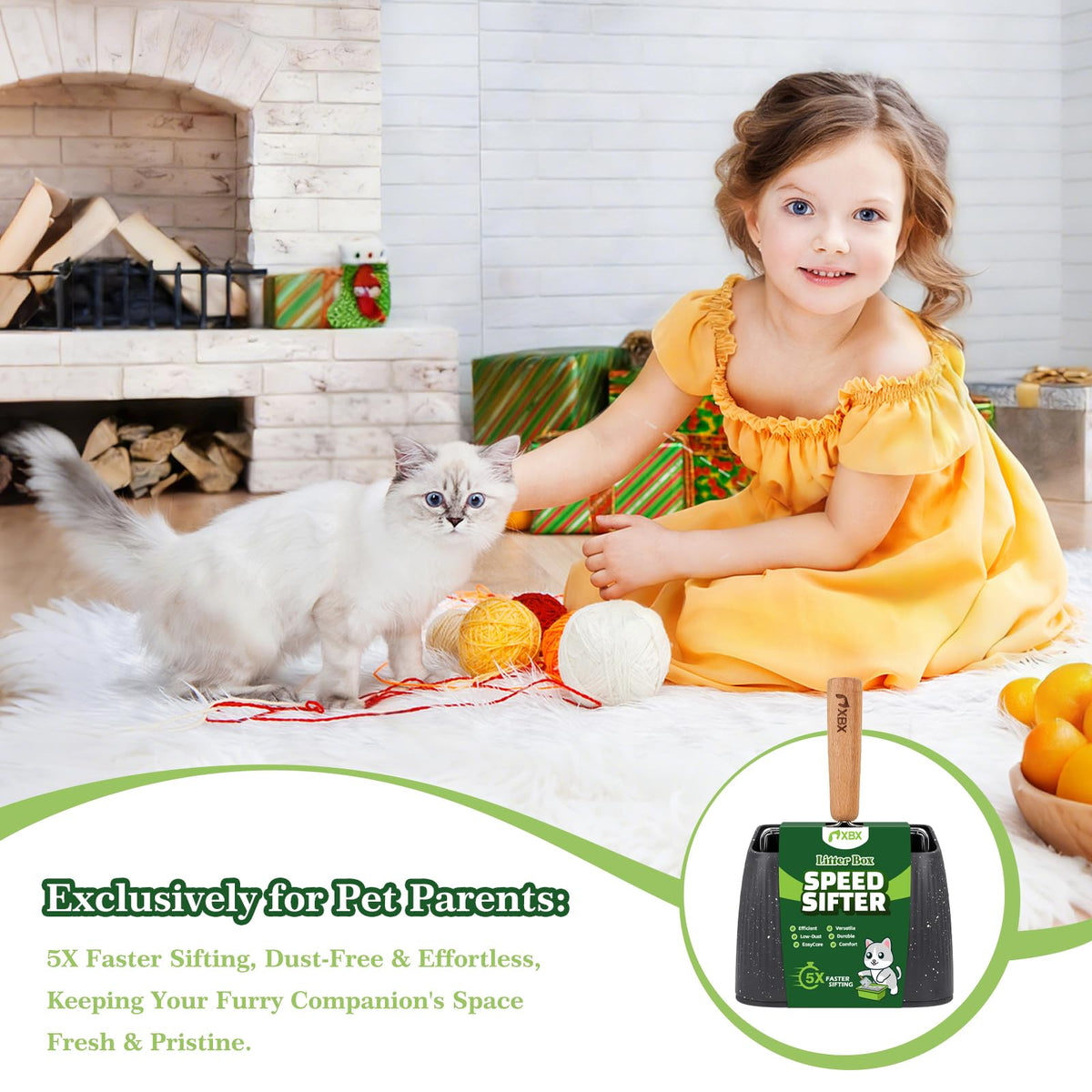Heavy Duty Stainless Steel Cat Litter Scoop with Holder I7422