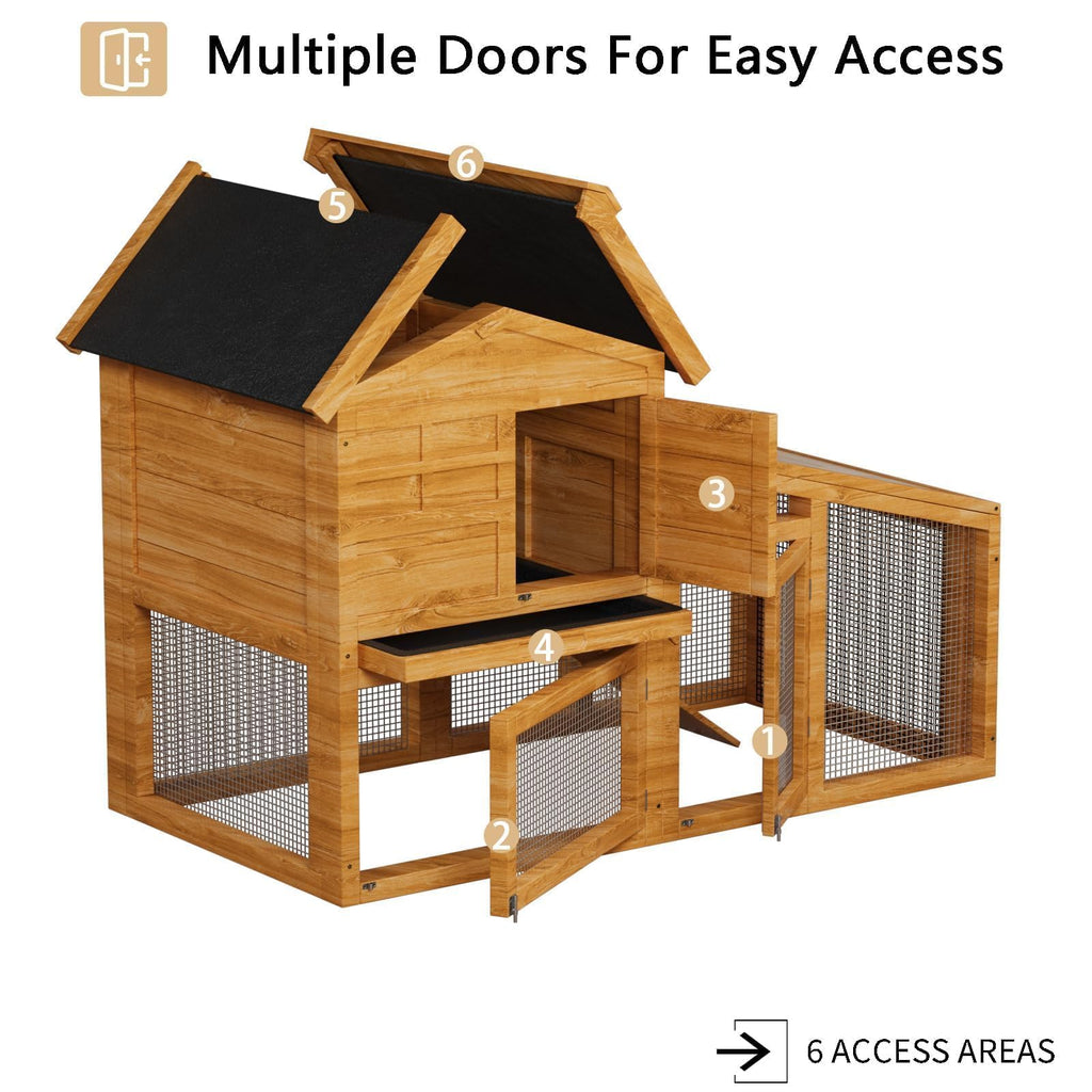 54" 2-Tier Wooden Rabbit Hutch I939384