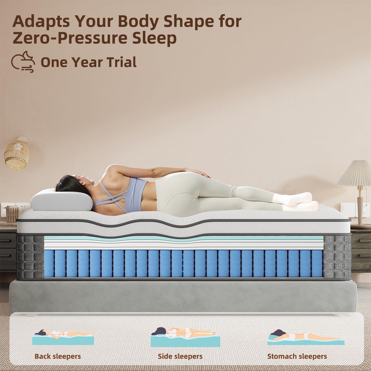 Full Size 12 Hybrid Medium Firm Memory Foam Pocket Springs Mattress Z762082