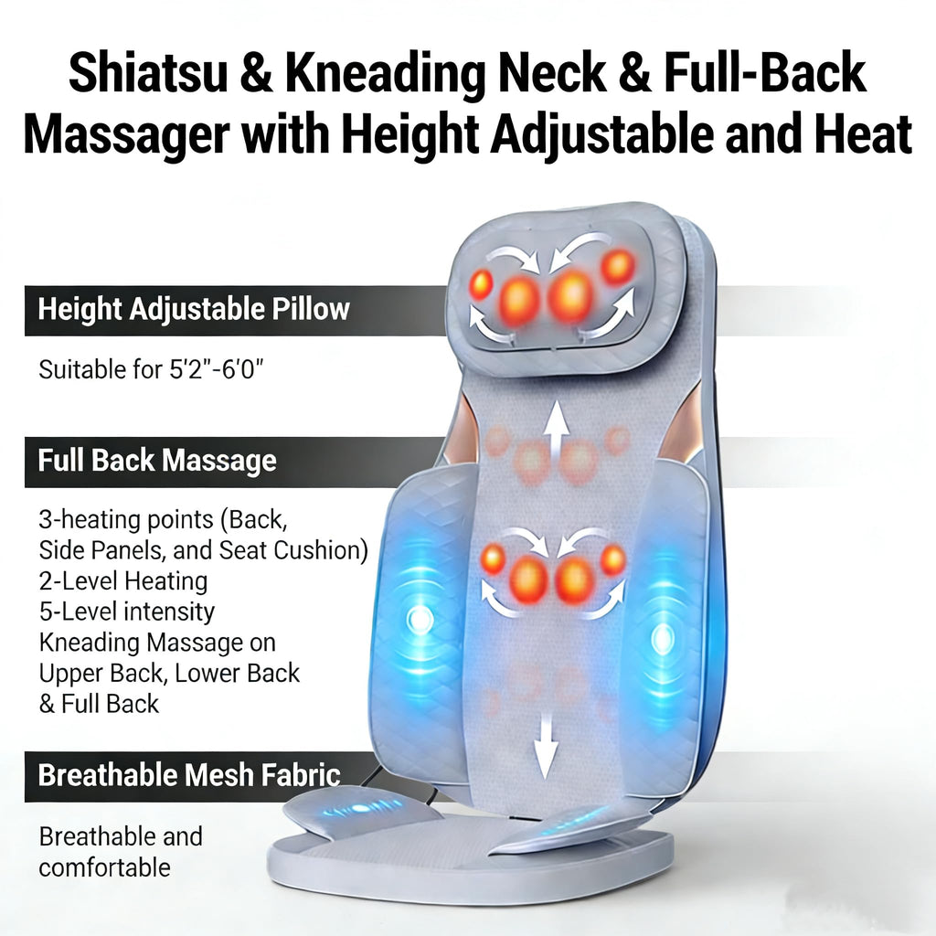 Gray Shiatsu Massage Chair Pad with Heat I2019
