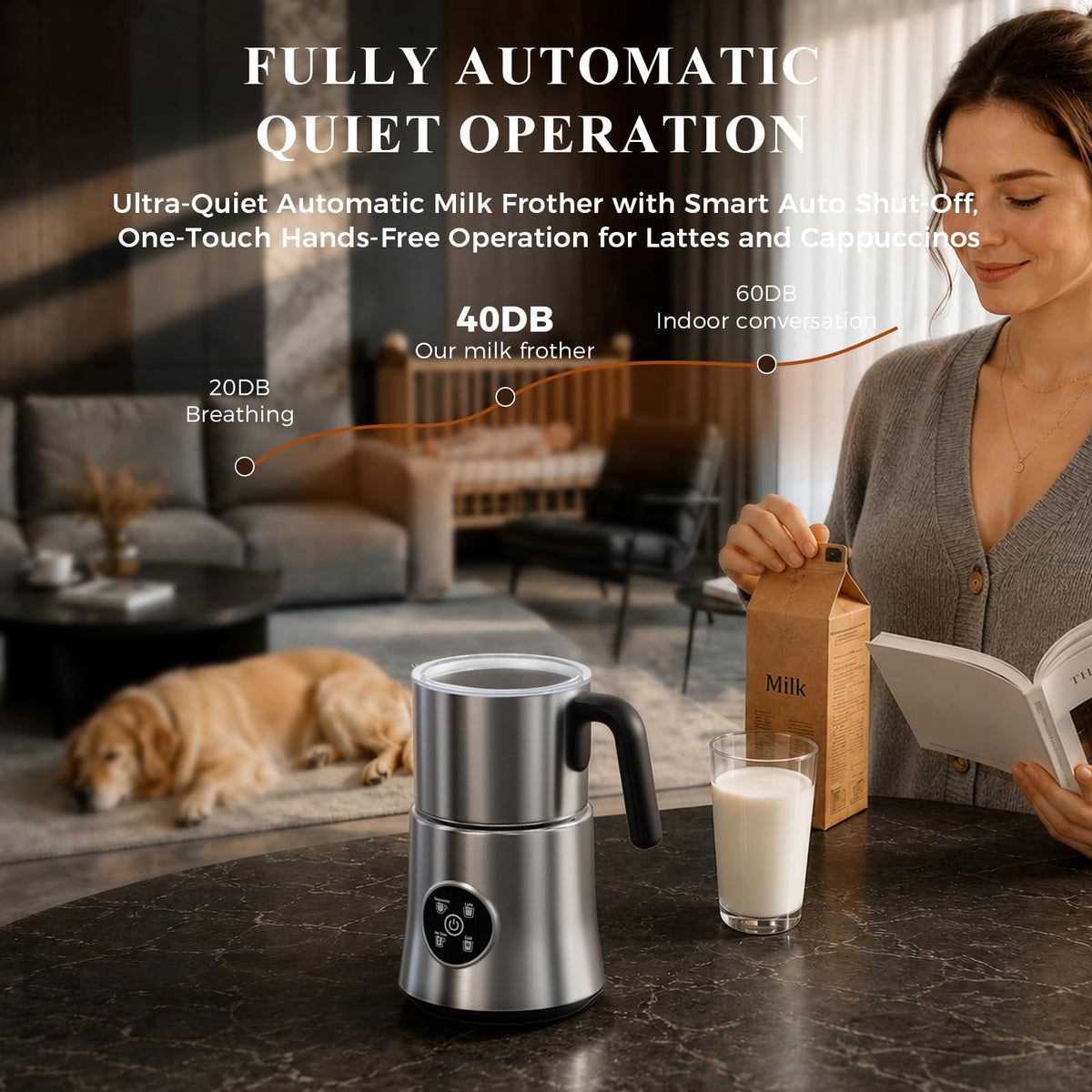 4-in-1 Electric Milk Frother and Steamer with Stainless Steel Jug E25673