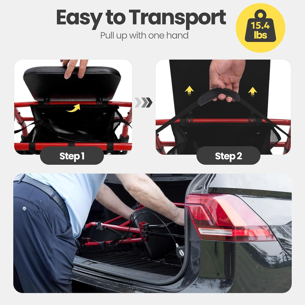 Heavy-Duty Rollator Walker with Seat D397