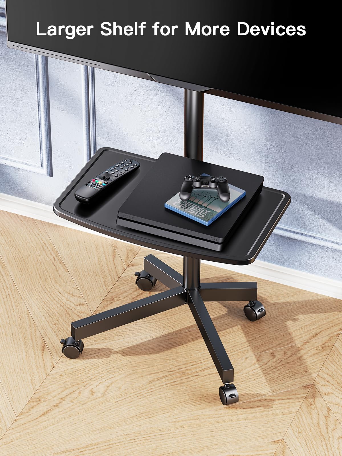 Rolling TV Stand on Wheels for 23-65 Inch TVs, Tilt Mobile TV Cart Holds up to 99 lbs with Adjustable Height Shelf H9430