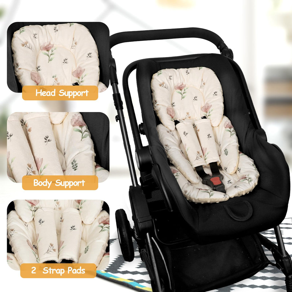 Infant Car Seat Insert with 2 Strap Pads, Reversible Head and Body Support C51615