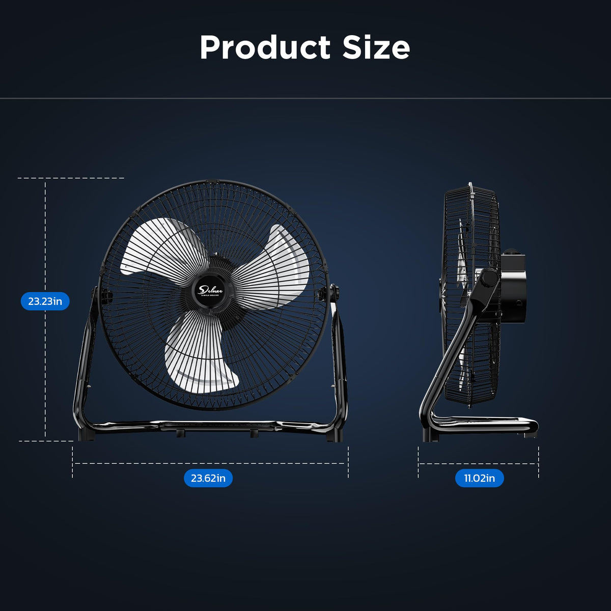 20 Inch 3-Speed High Velocity Metal Industrial Floor Fan G4387