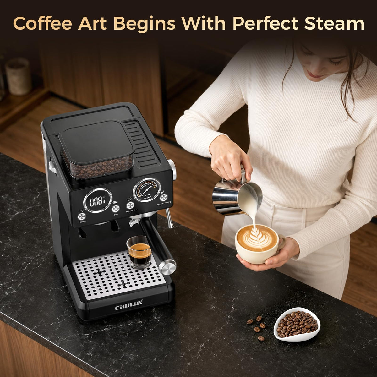 20Bar Espresso Machine with Conical Burr Grinder O371174