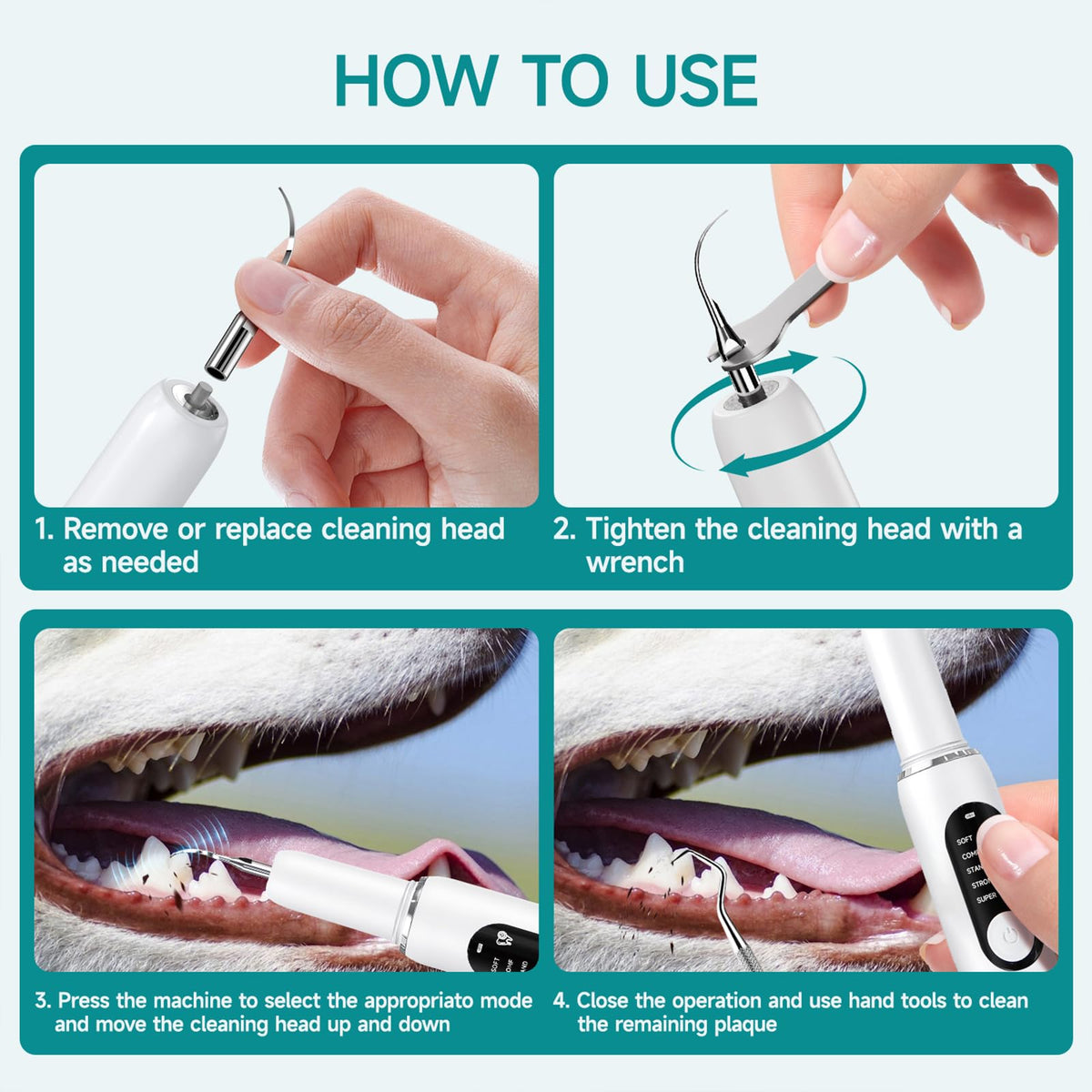 White Dog Teeth Cleaning Kit with LED Light T70793