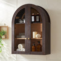 Arched Wall Cabinet with Glass Doors & Adjustable Shelves, 23.5×31.4 Inch F77276