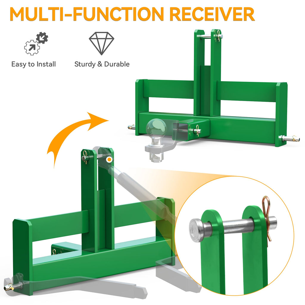 3 Point Hitch Receiver with Suitcase Weight Brackets Category 1 M414