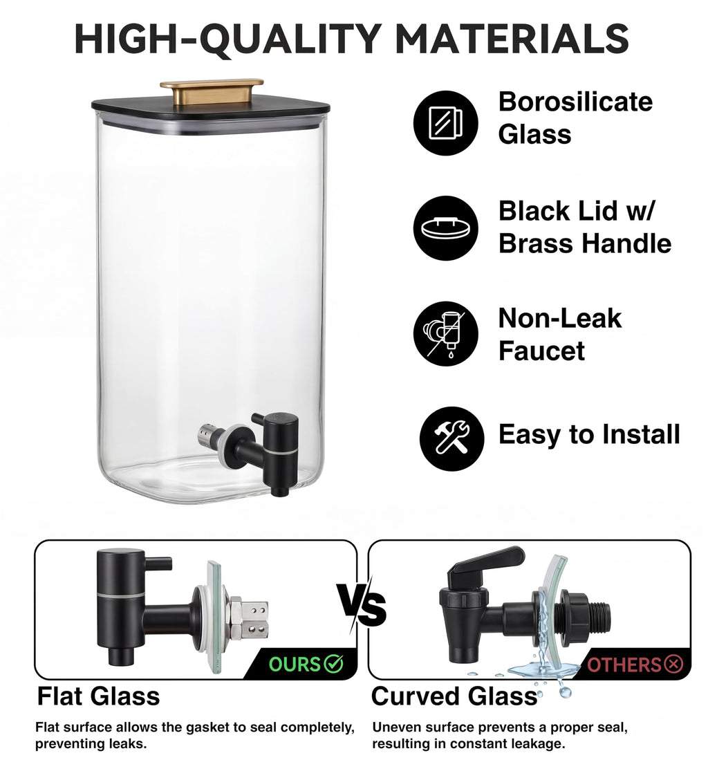 2 PCS 3 Gallon Glass Beverage Dispenser with Wood Stand T3713