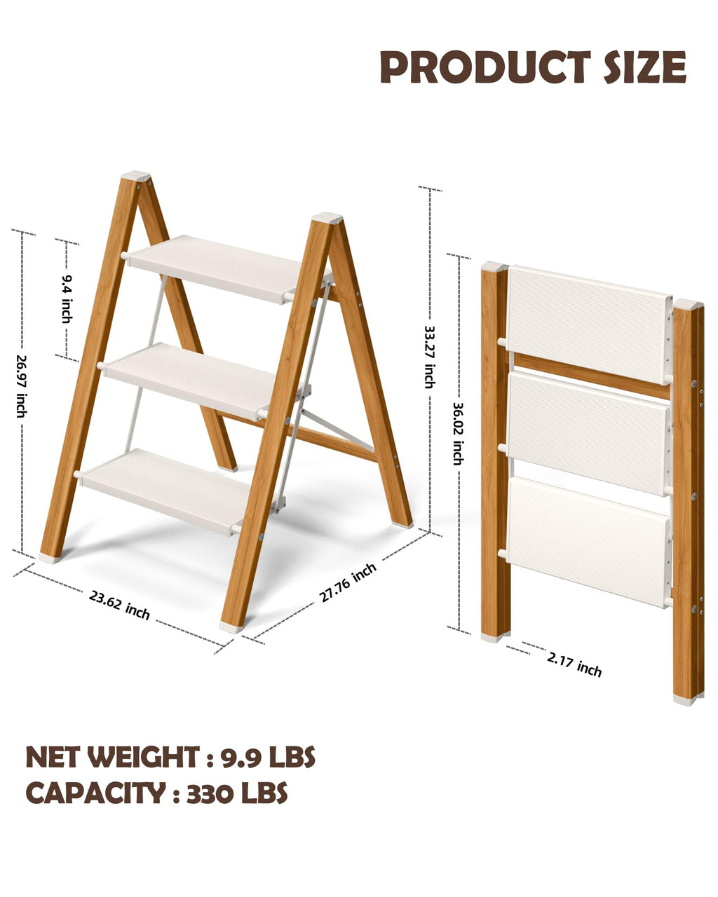 3 Step Stool with Anti-Slip Wide Pedal Z964488