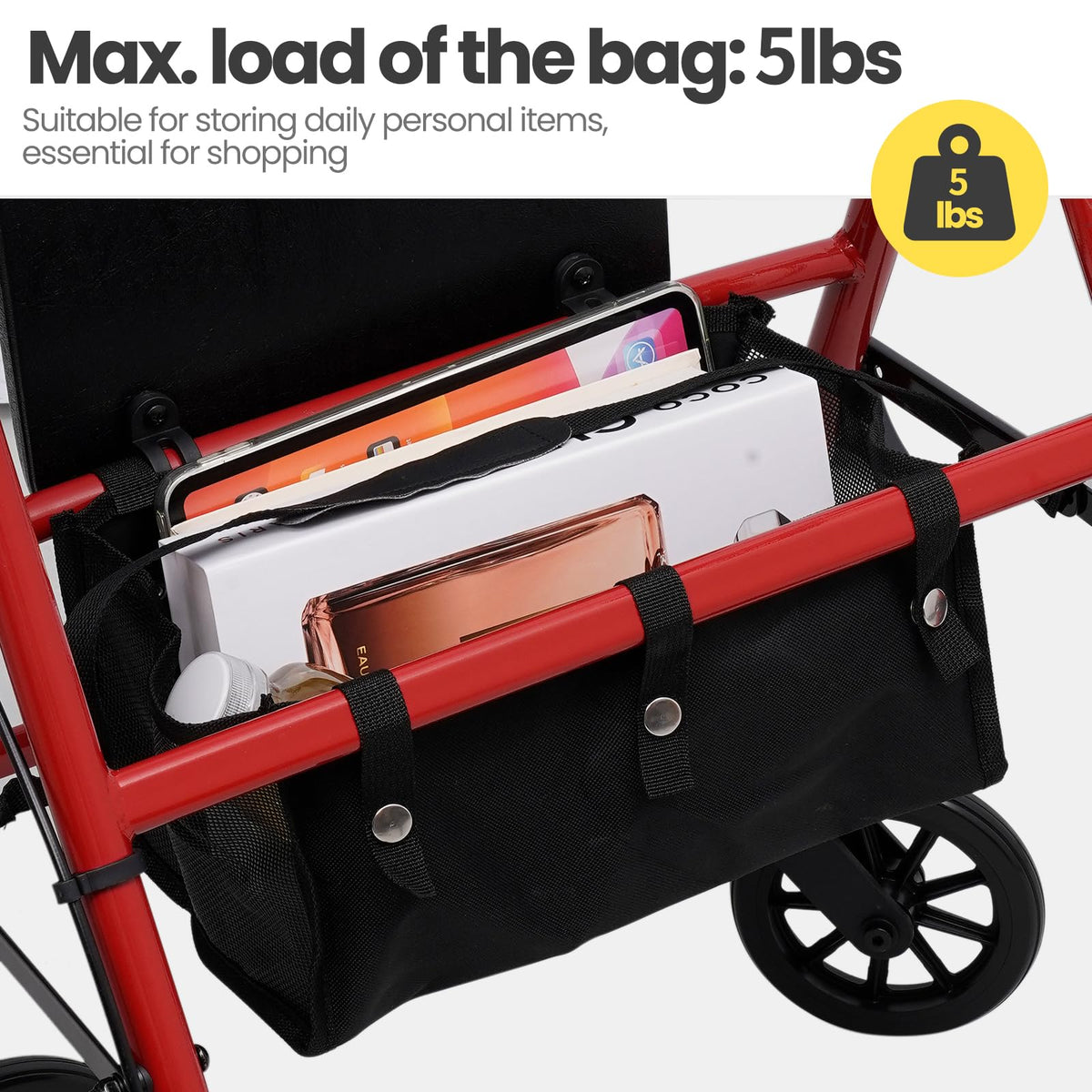 Heavy-Duty Rollator Walker with Seat D397