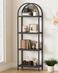 4 Tier Arched Black Bookshelf P9403