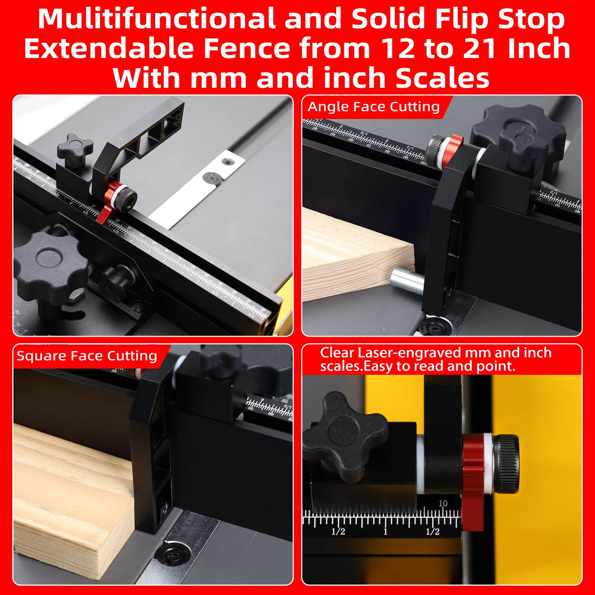 Small Table Saw Miter Gauge with Extendable Fence E5611