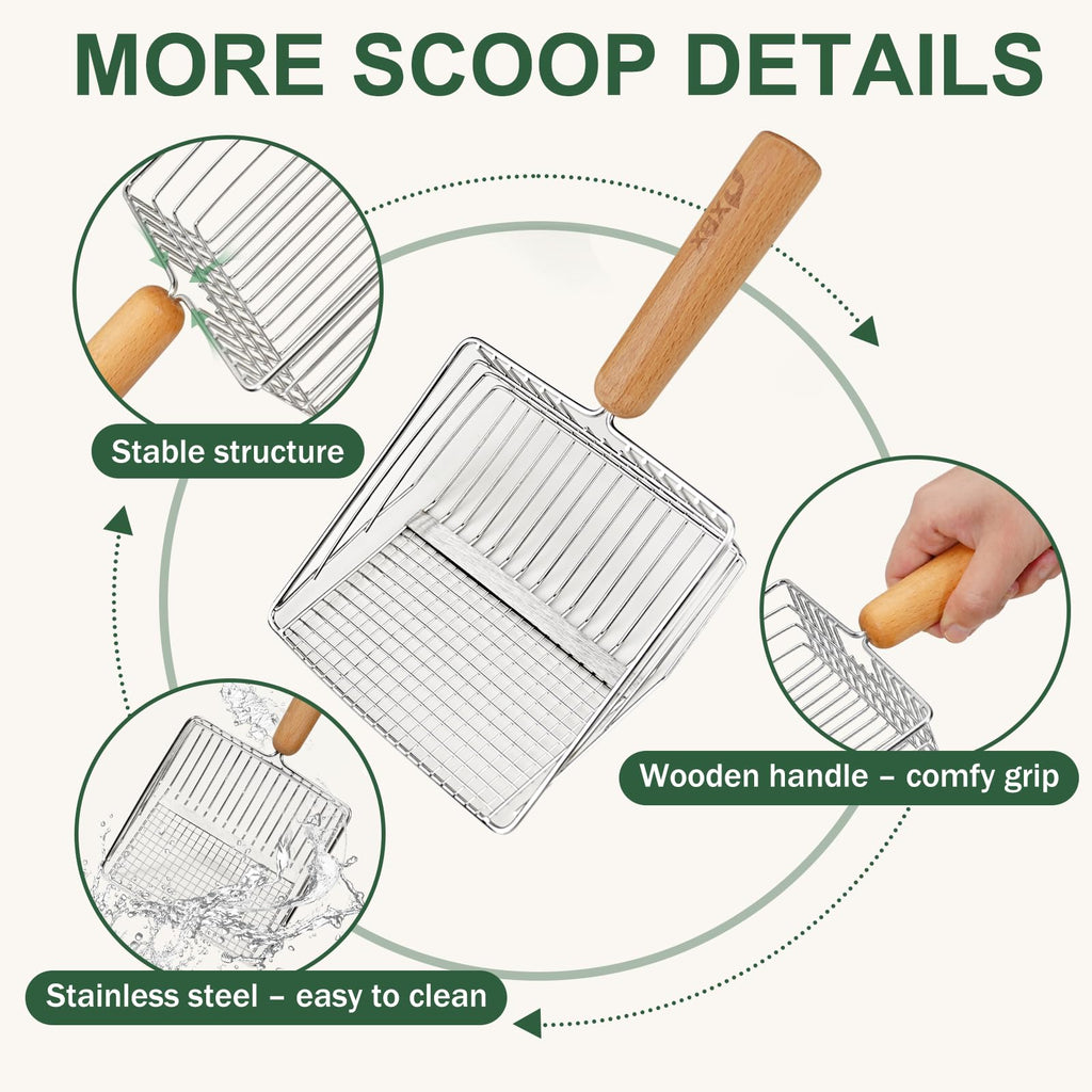 Heavy Duty Stainless Steel Cat Litter Scoop with Holder I7422