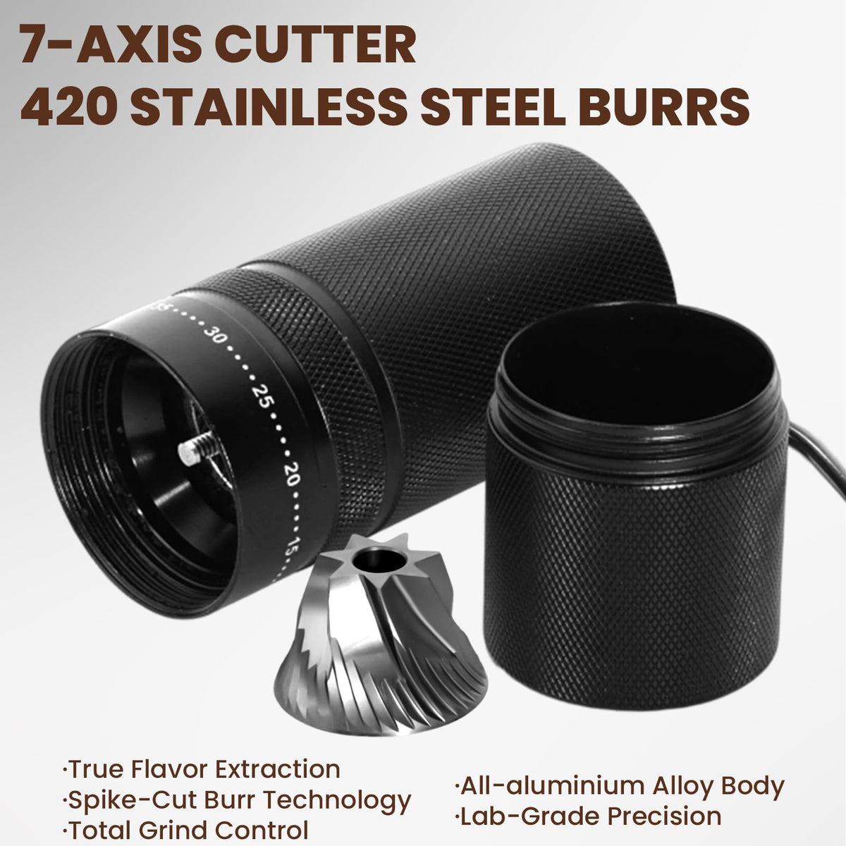 Manual Coffee Grinder with 60 Adjustable Settings, 28g Capacity, Stainless Steel Conical Burr D7298