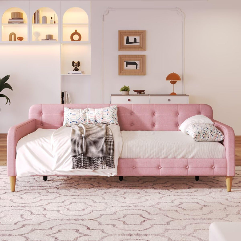 Pink Twin Size Upholstered Daybed F1852