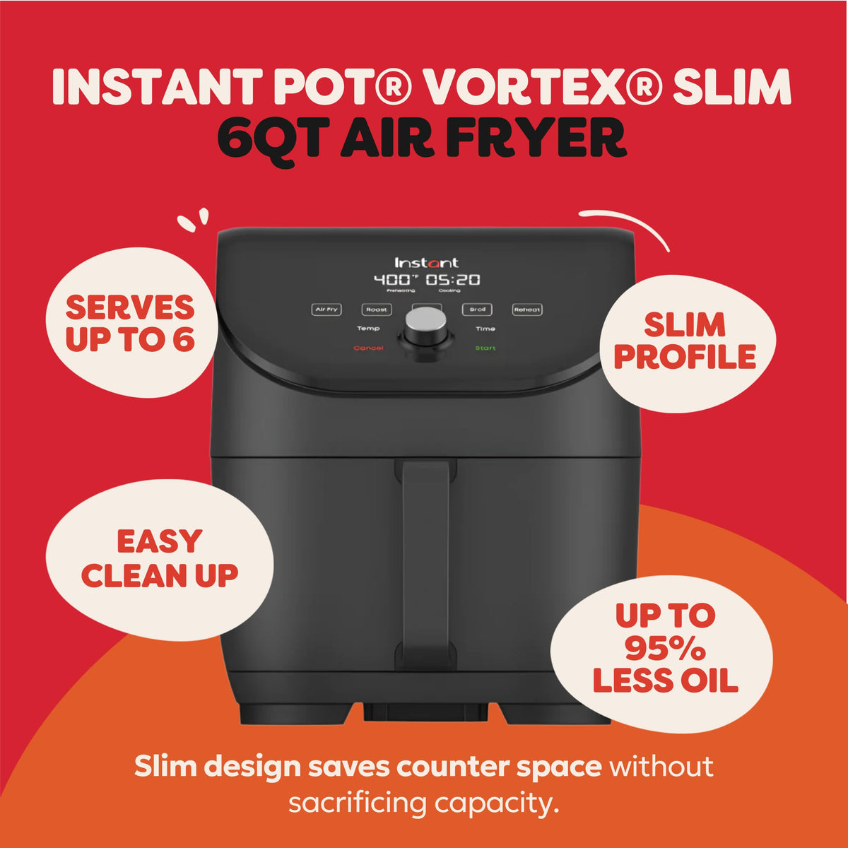 6QT Nonstick Dishwasher-Safe Air Fryer B9406