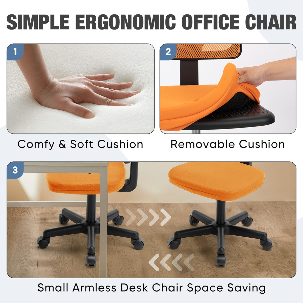 Orange Mesh Ergonomic Low-Back Swivel Office Chair I226