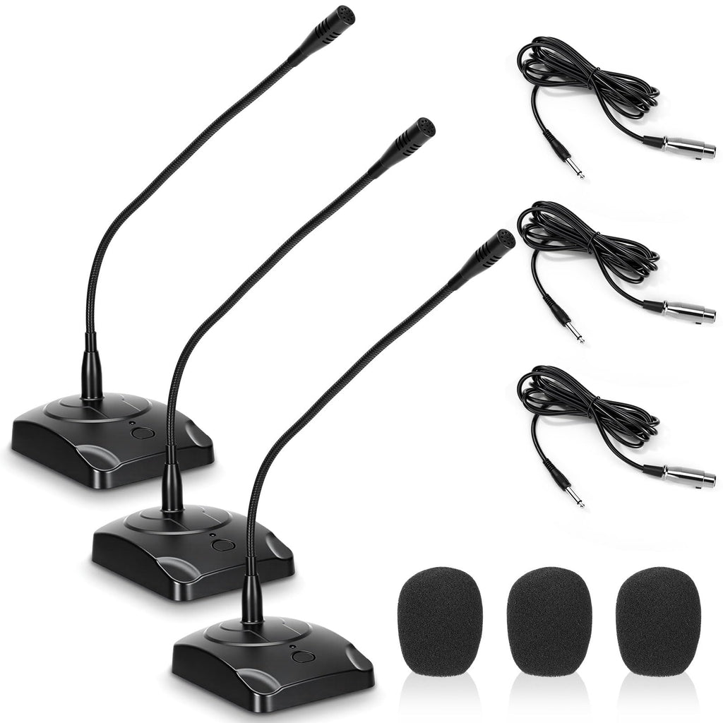 3 Pcs Gooseneck Wired Microphone with Base B72509