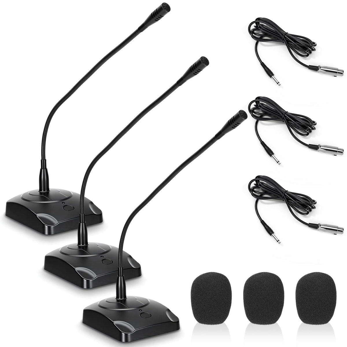 3 Pcs Gooseneck Wired Microphone with Base B72509