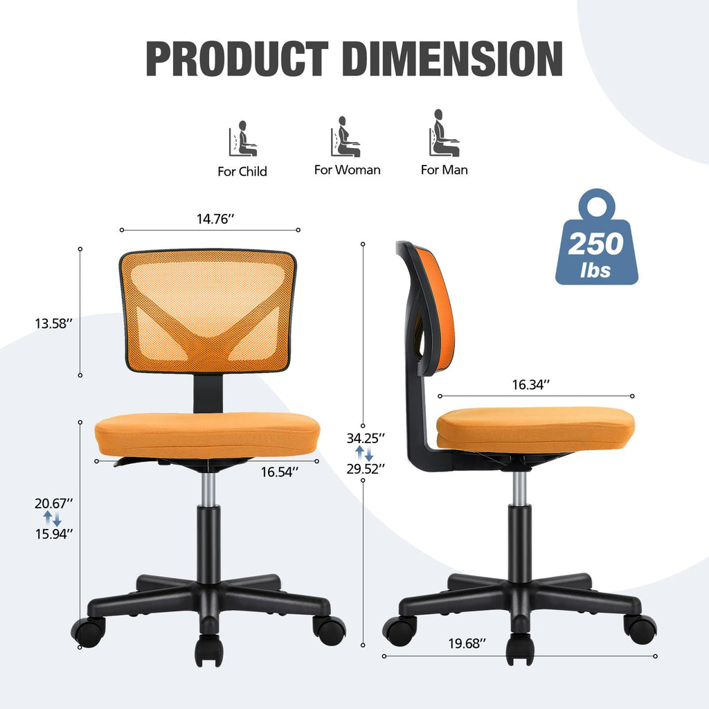 Orange Mesh Ergonomic Low-Back Swivel Office Chair I226