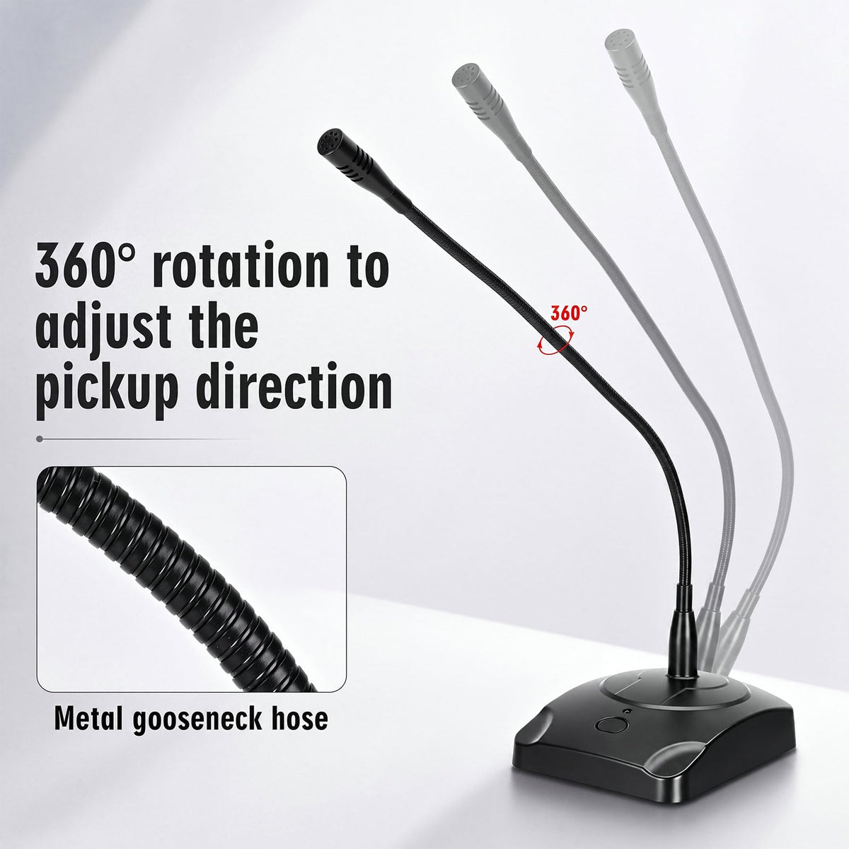 3 Pcs Gooseneck Wired Microphone with Base B72509