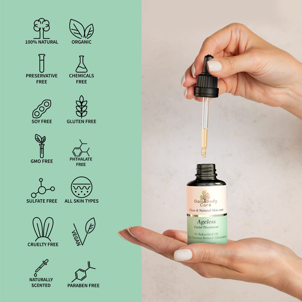 5% Bakuchiol Oil Organic Facial Oil 1oz Rose H412