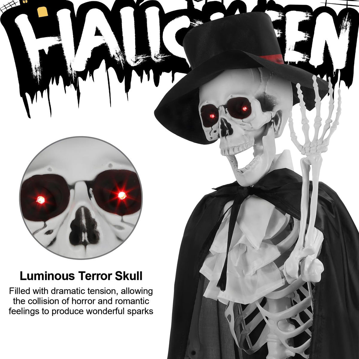 Halloween Skeleton Decor, 5.4 ft Posable I86989